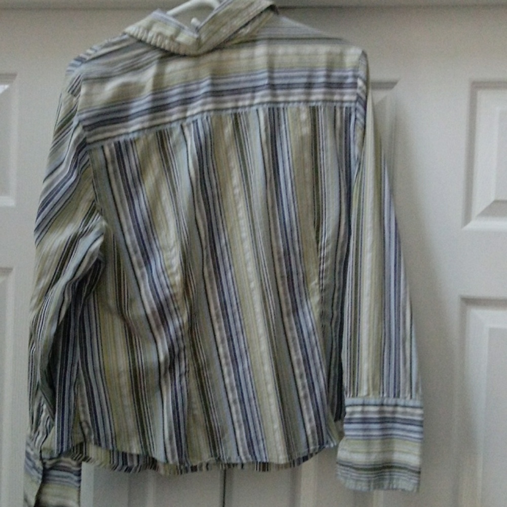 Mossimo Green Blue Striped Shirt - Picture 5 of 5